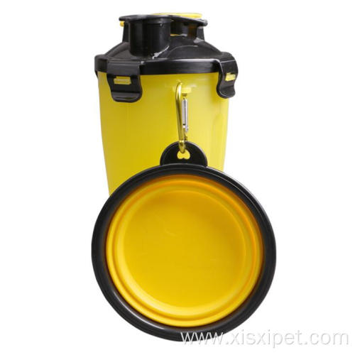 Portable dog travel water bottle with collapsible bowl
